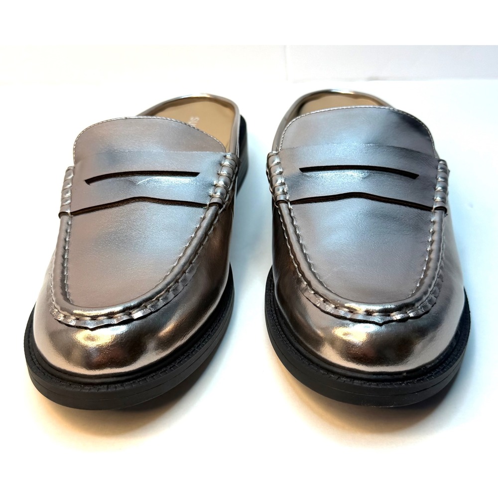 Sun + Stone Women's Katyaaa Slip On Mule Penny Loafers Pewter Size 9M NWT/BOX